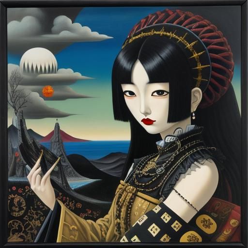 Surreal Japanese Goth Girl in Dali Style