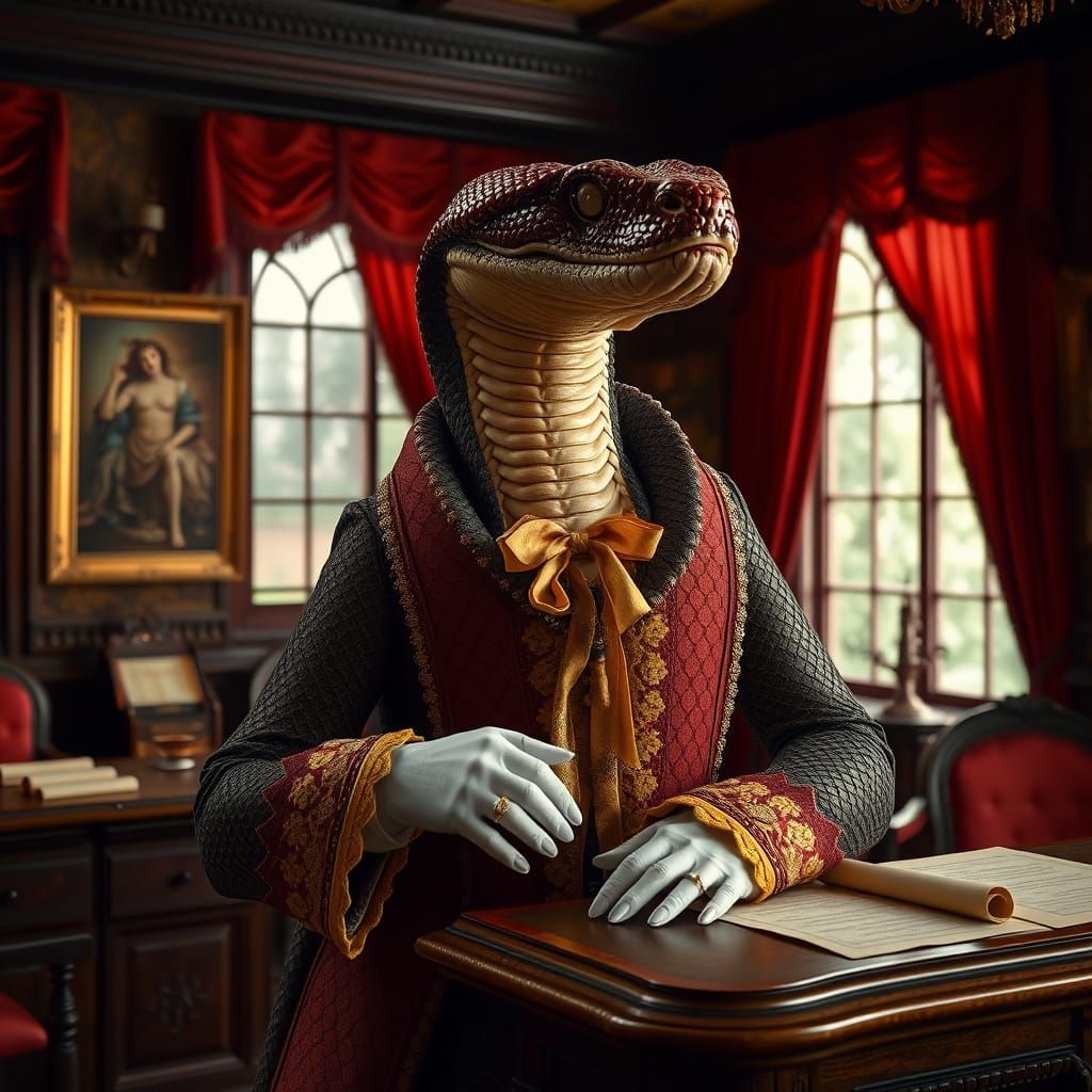 Victorian Snake Hussar in Ornate Salon