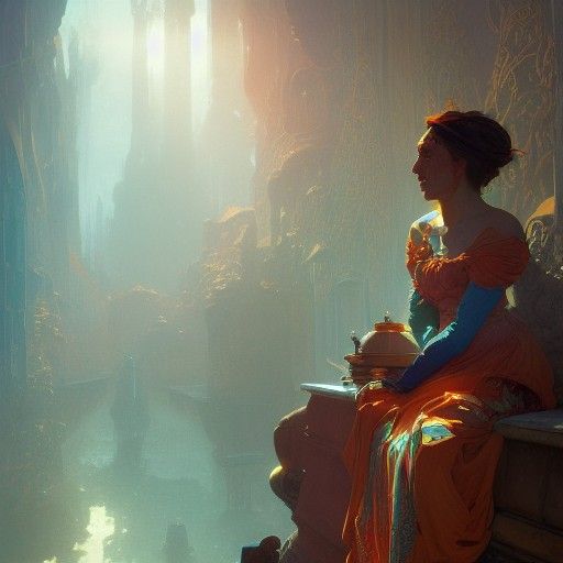 Intricate Portrait of Bathilda in Art Nouveau Style