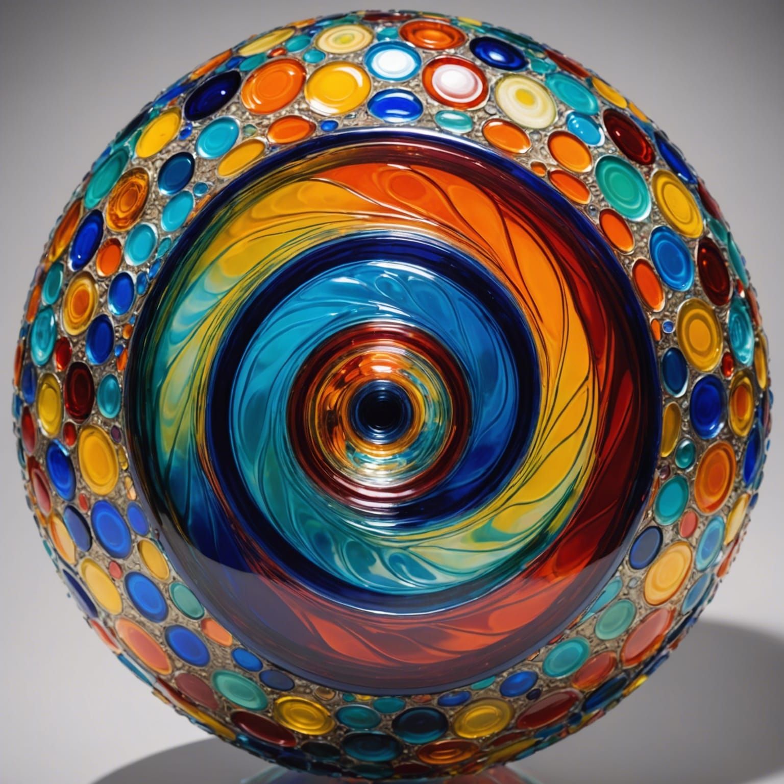 Colorful Venetian Glass Vase with Abstract Reflections
