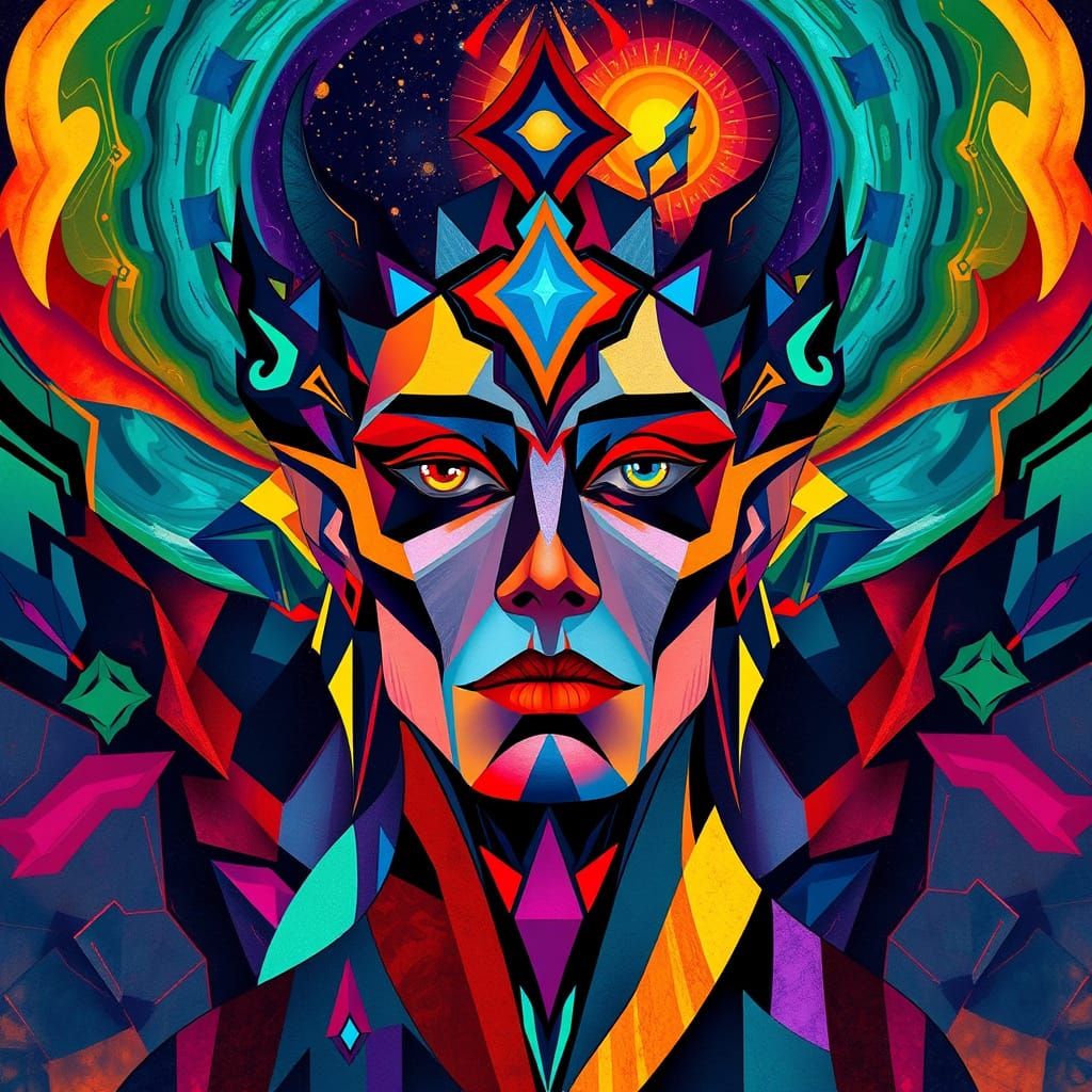 Cubist Goddess in a Kaleidoscopic Universe