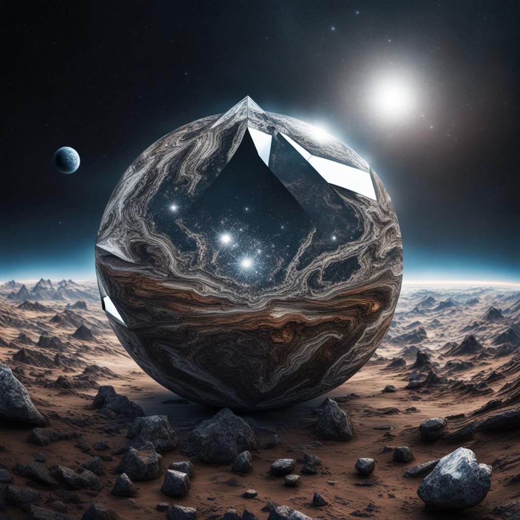 Hyperrealistic Diamond Planet with Intricate Details