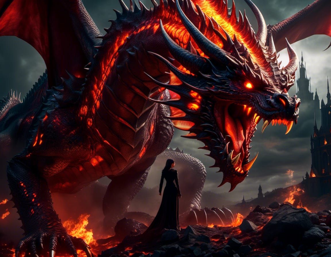 Hell's Dragon Portrait in Cinematic 3D Illustration