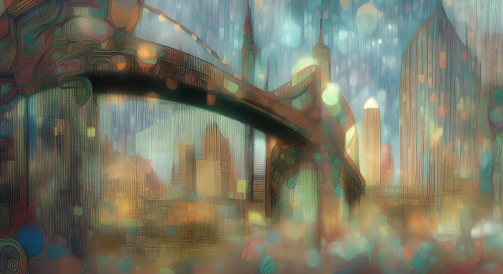 Abstract City Lights in Eraserpunk Style