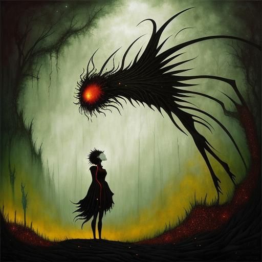 Surreal Image of Sorrow and Despair