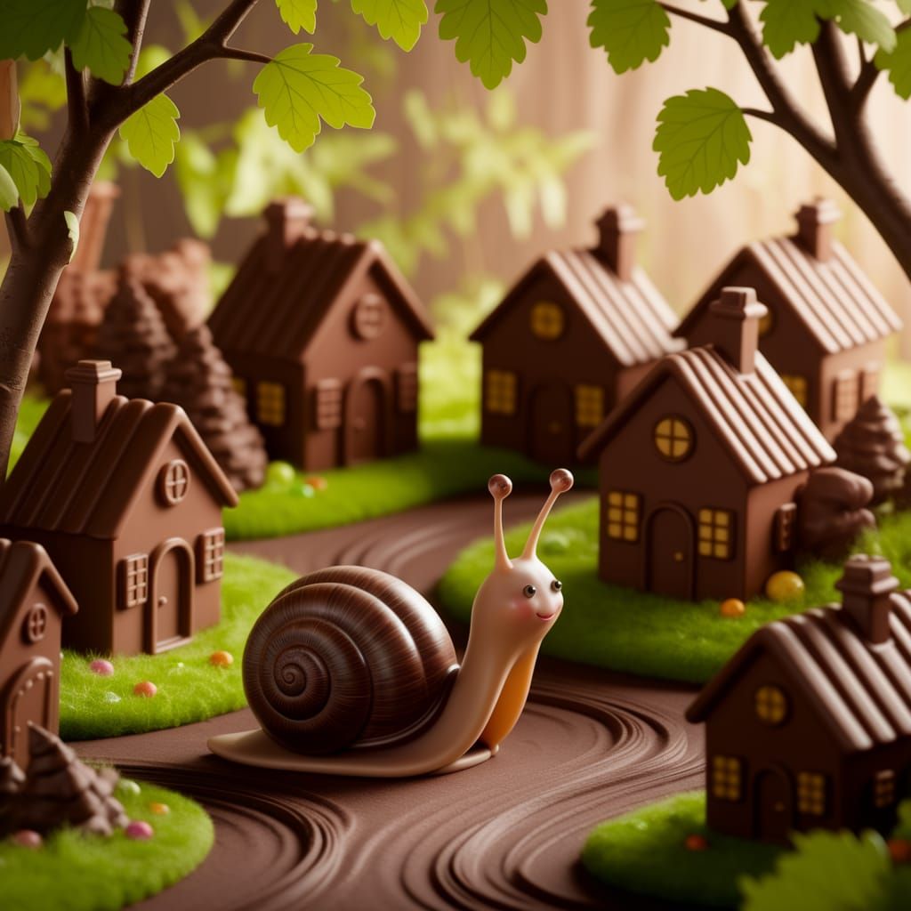 Enchanting Chocolate Village in Lush Garden