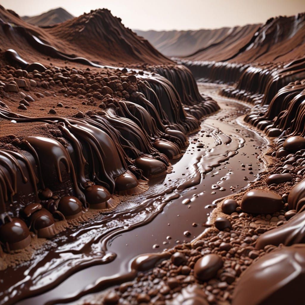 Chocolate River Runs Through Chocolate Landscape