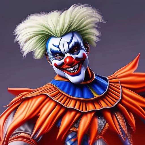 Hyperrealistic Clown Face in Splash Art Style