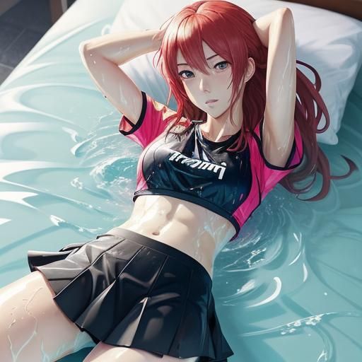 Anime Girl in Wet Bikini: Manga-Inspired Art