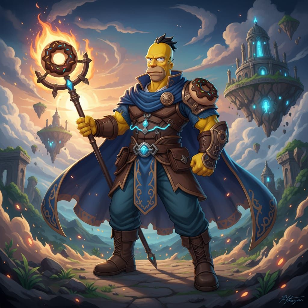 Homer Simpson in Detailed 3D Anime Concept Art