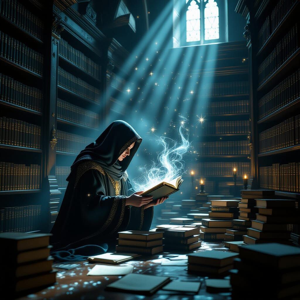 Spectral Librarian Organizing Ancient Tomes in Ethereal Libr...