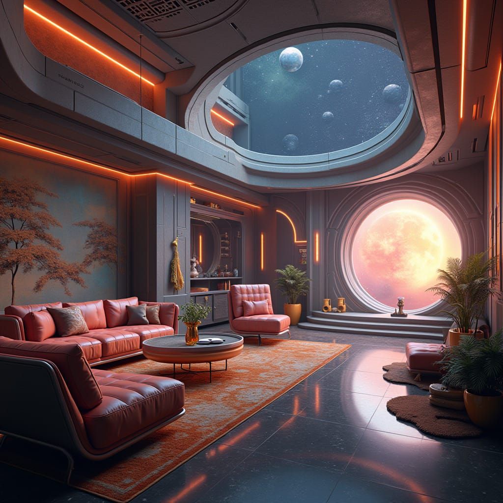 Sleek Futuristic Space Apartment with Luxury and Comfort