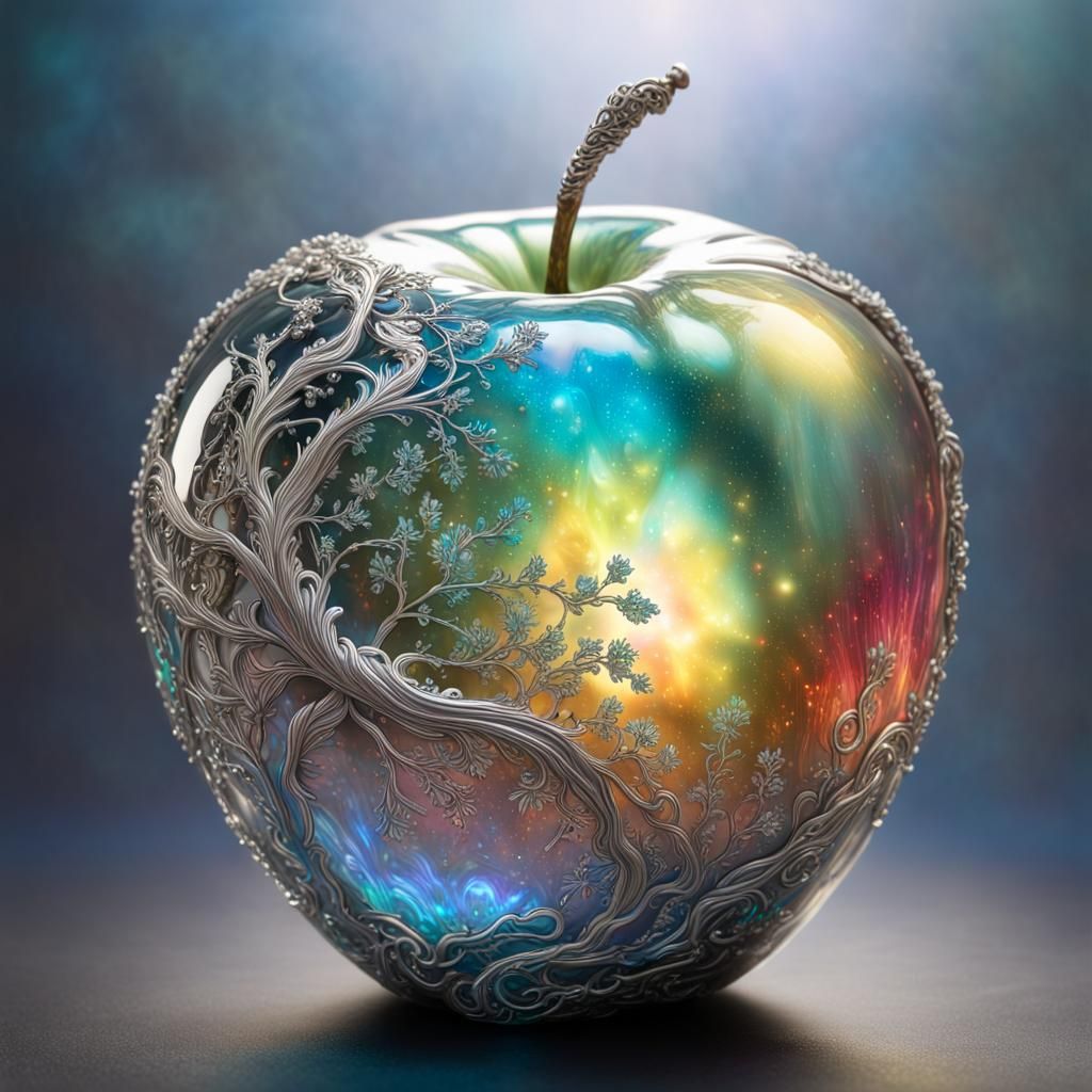 Aurora Borealis in Silver Apple, Holographic Art