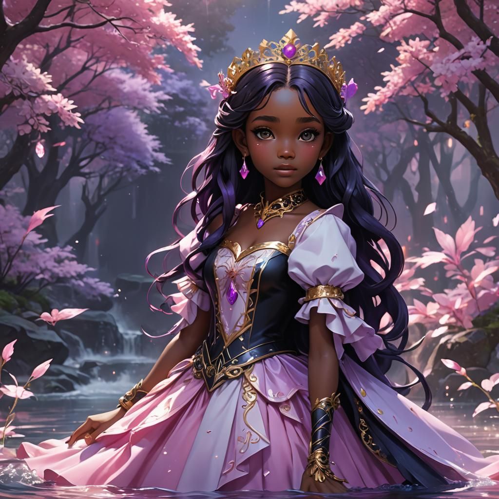 Magical Black Princess in Vivid Fantasy Art