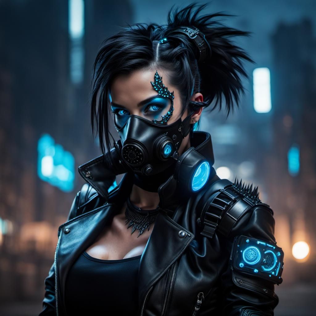 Cyberpunk Assassin Portrait with Bioluminescent Eyes