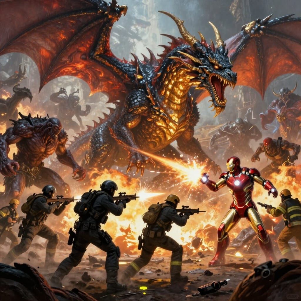 Dragon Battle: SWAT vs Monsters with Superhero