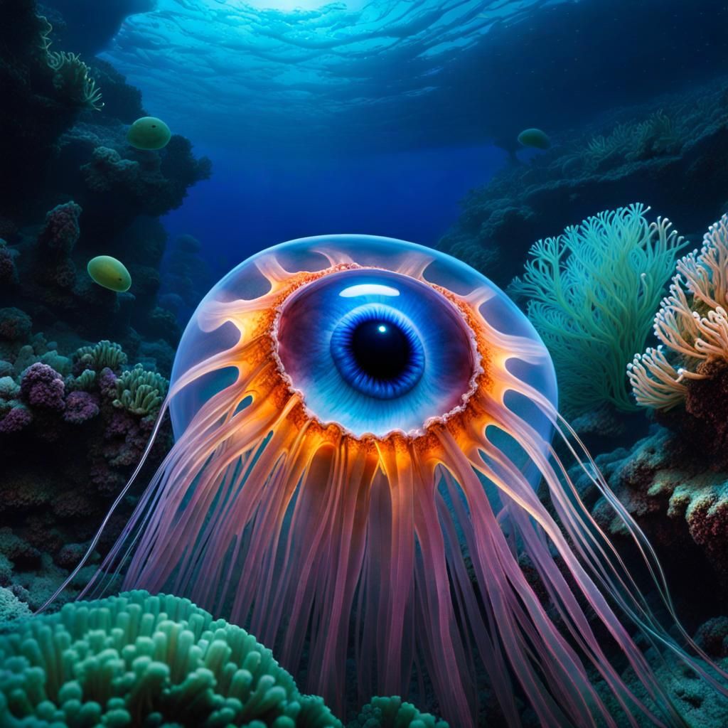 Giant Jellyfish Nebula Eye in Deep Ocean Trench