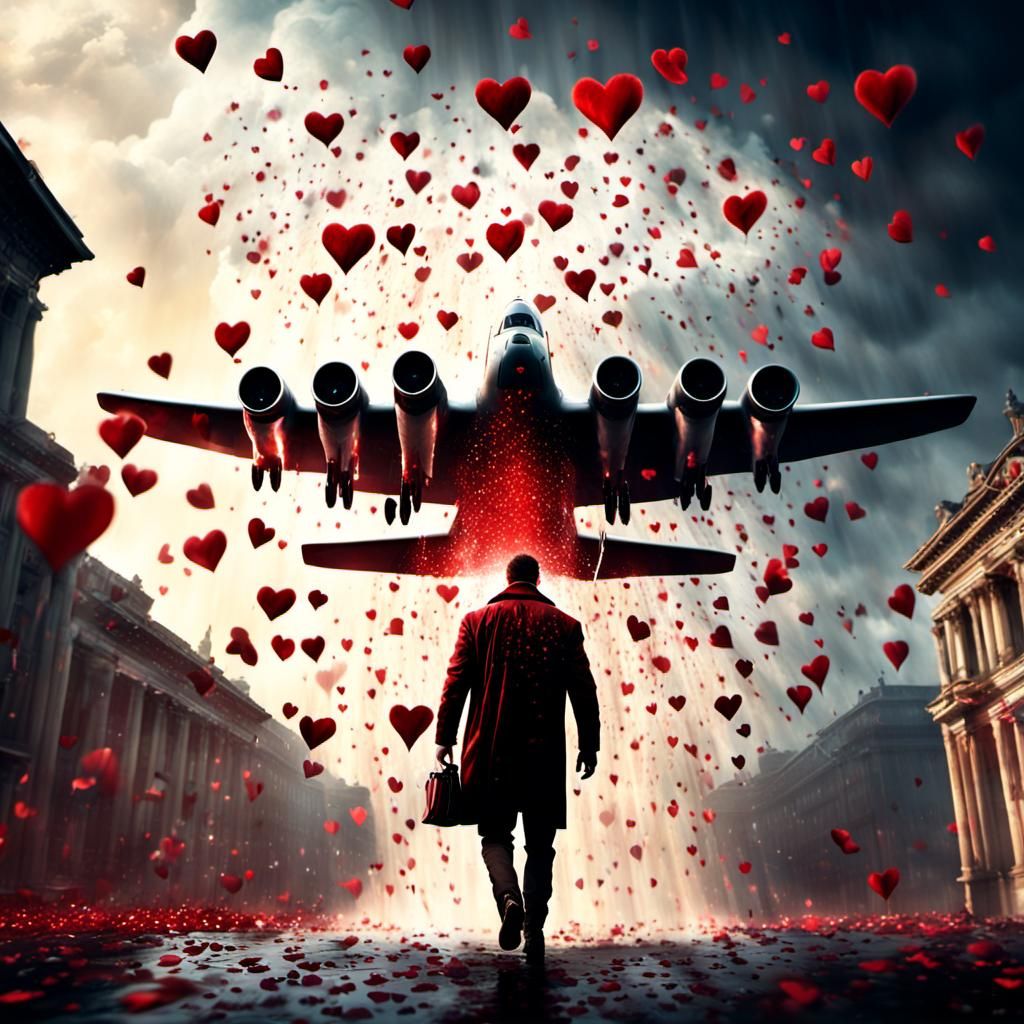 B-1 Bomber Showers Devil with Red Hearts