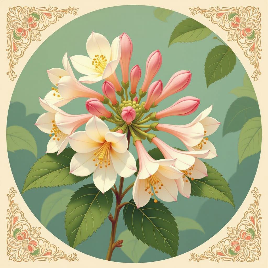 Dreamy Honeysuckle in Art Nouveau Style