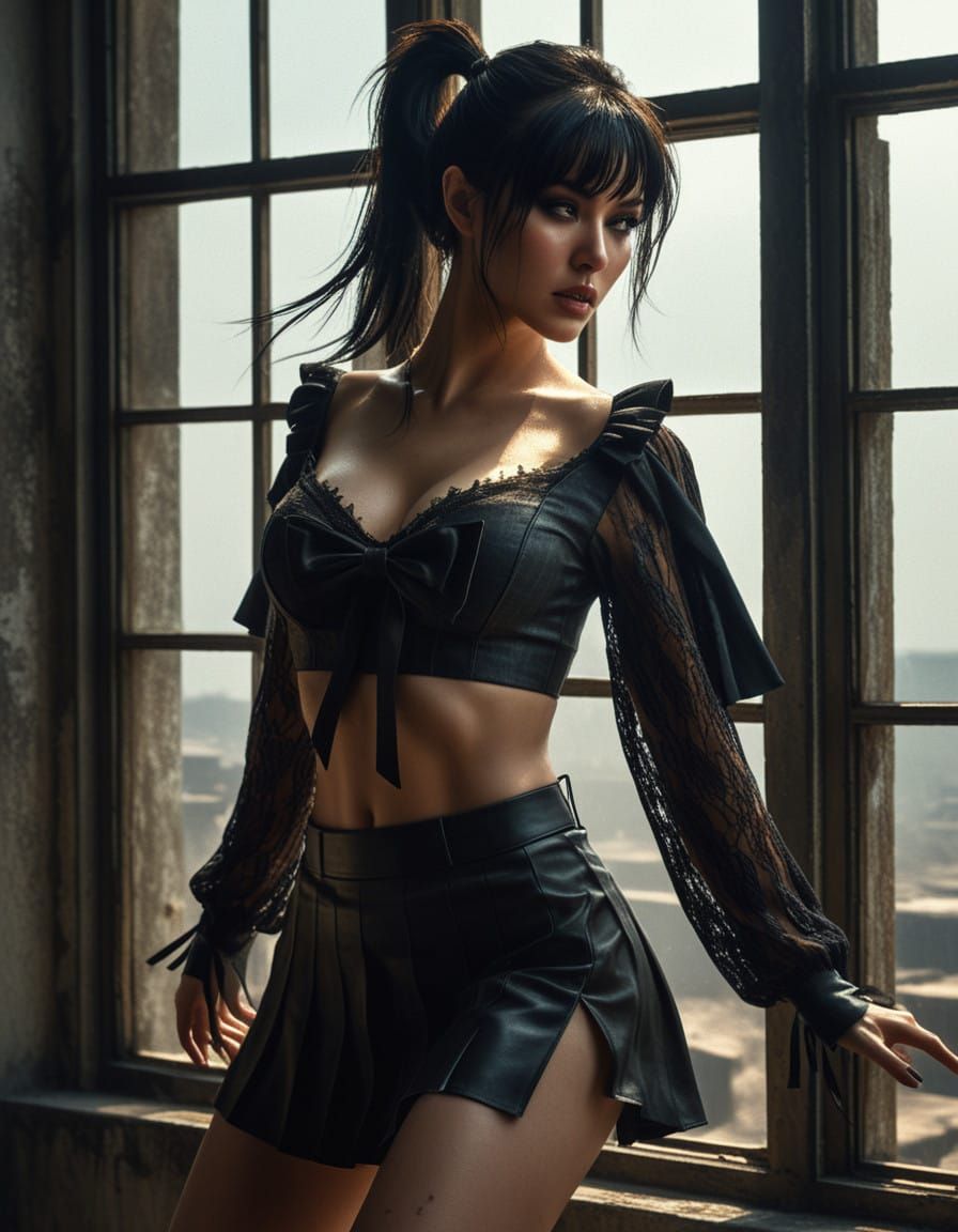 Angel of Rebellion in Dystopian Wasteland, Chiaroscuro Maste...