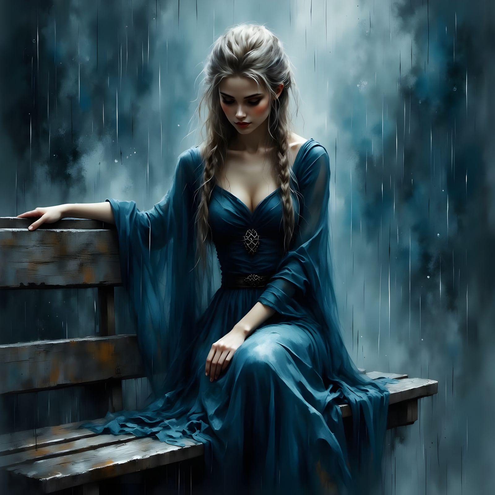 Norse Goddess Caught in Summer Downpour