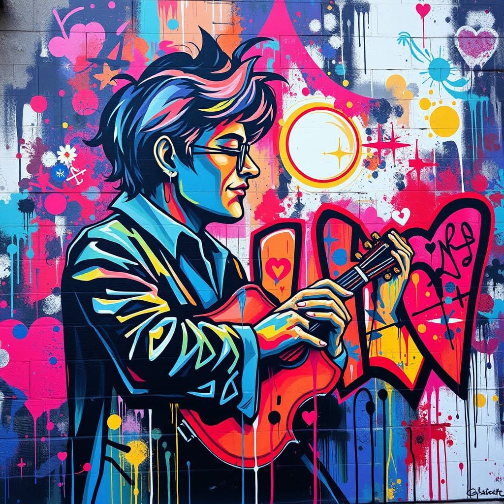 Vibrant Graffiti Mural of Emotional Sonata in Spray Paint St...
