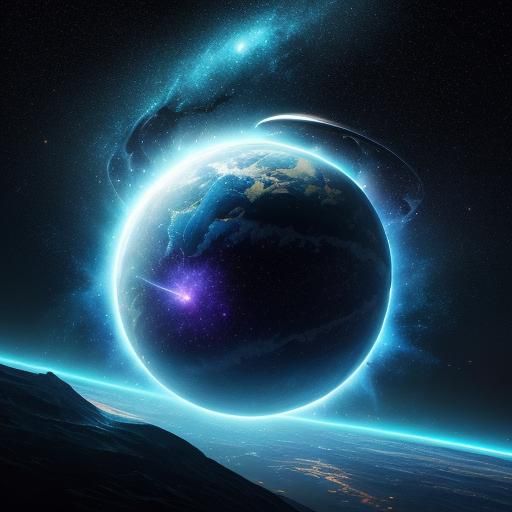 Whale Spaceship Emerges from Nebula in Sci-Fi Art