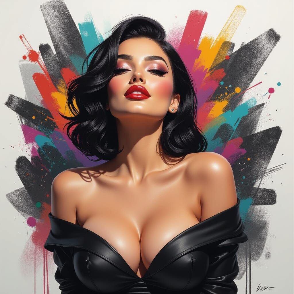 Hyperdetailed Charcoal Drawing of a Voluptuous Woman