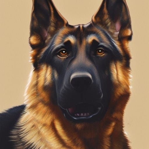 German Shepherd Portrait in Hyperdetailed Style