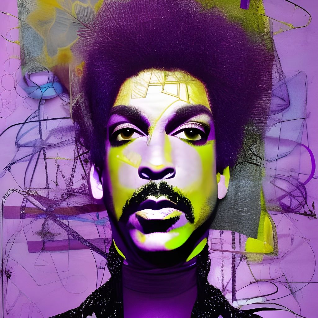 Prince Portrait in Mixed Media Style