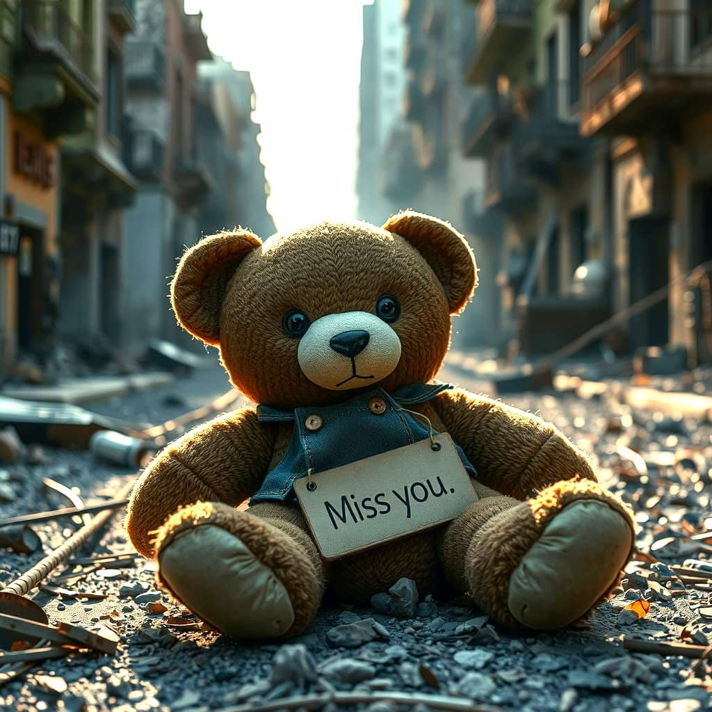 Lost Teddy Bear in Abandoned City