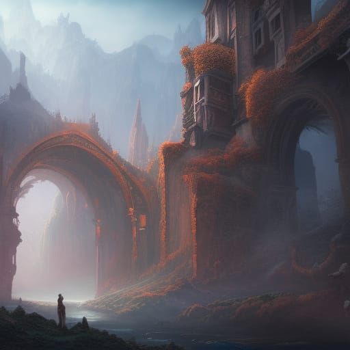 Detailed Matte Painting in Deep Color