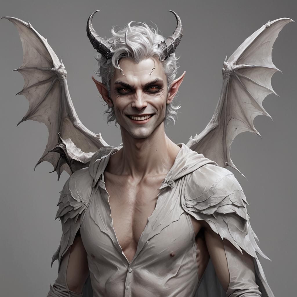 Mysterious Fae with Bat Wings and Silver Eyes