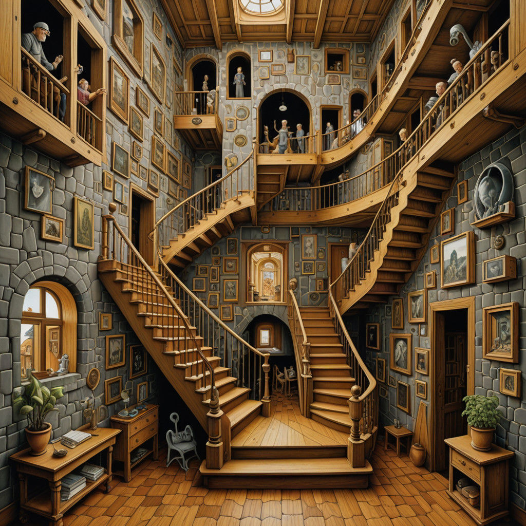 Stairwell Odyssey in Surreal Surrealism Style
