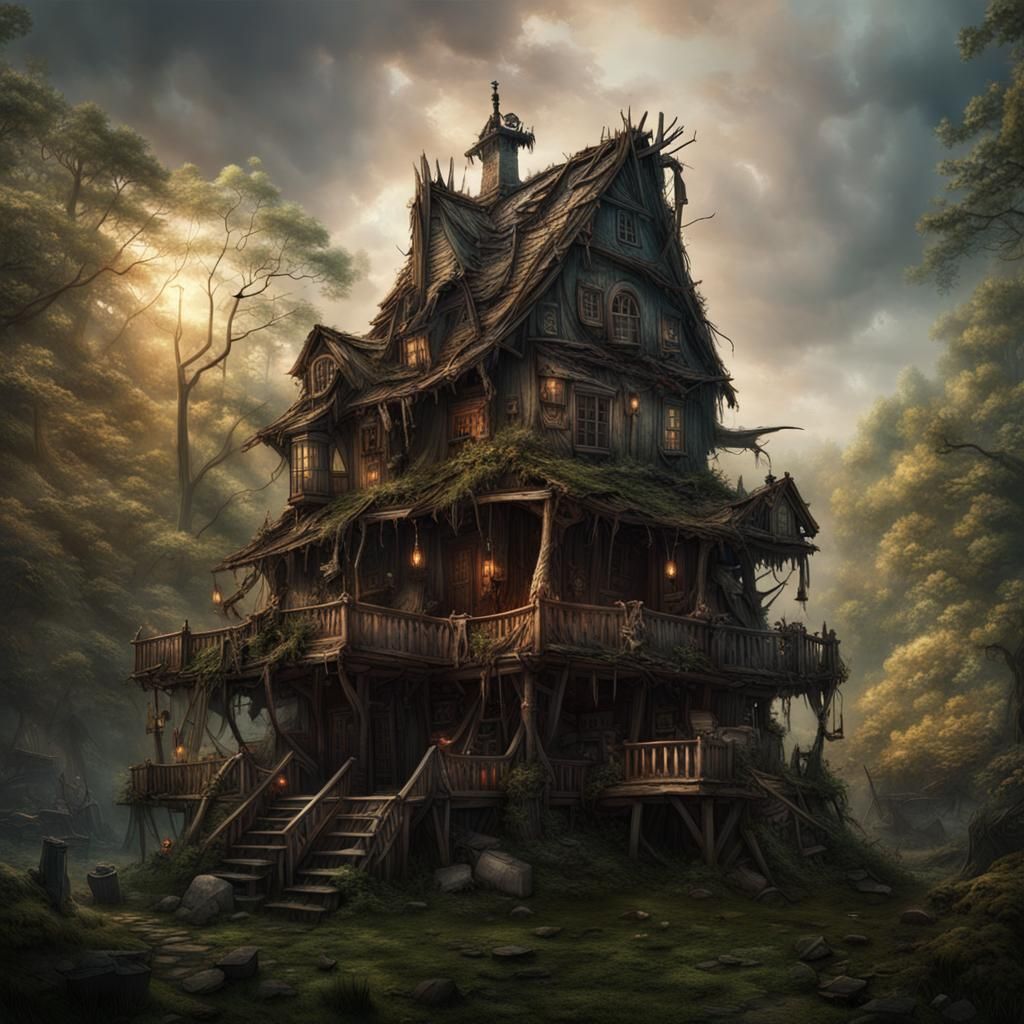 Baba Yaga's Hut in New York: Digital Painting