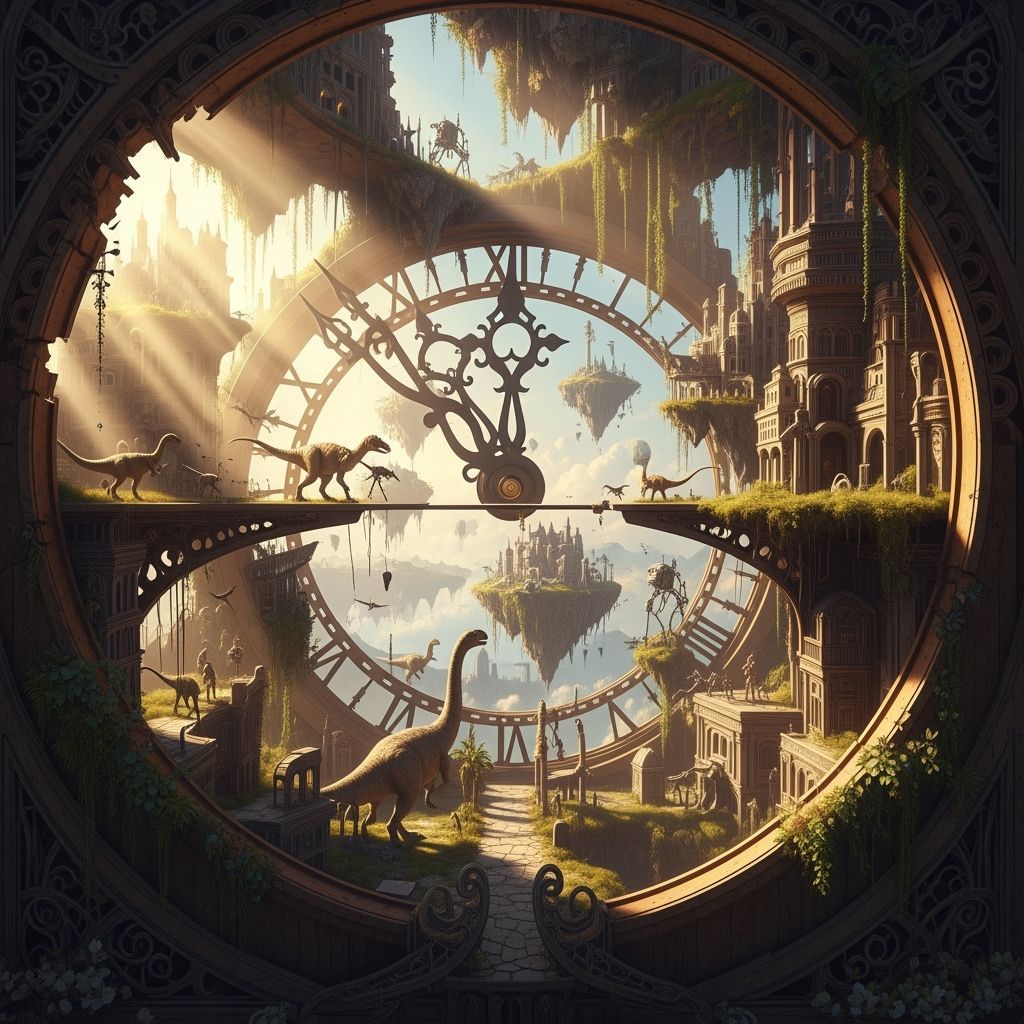 Surreal Time-City in Decaying Clock, Hyperrealistic 8K Rende...