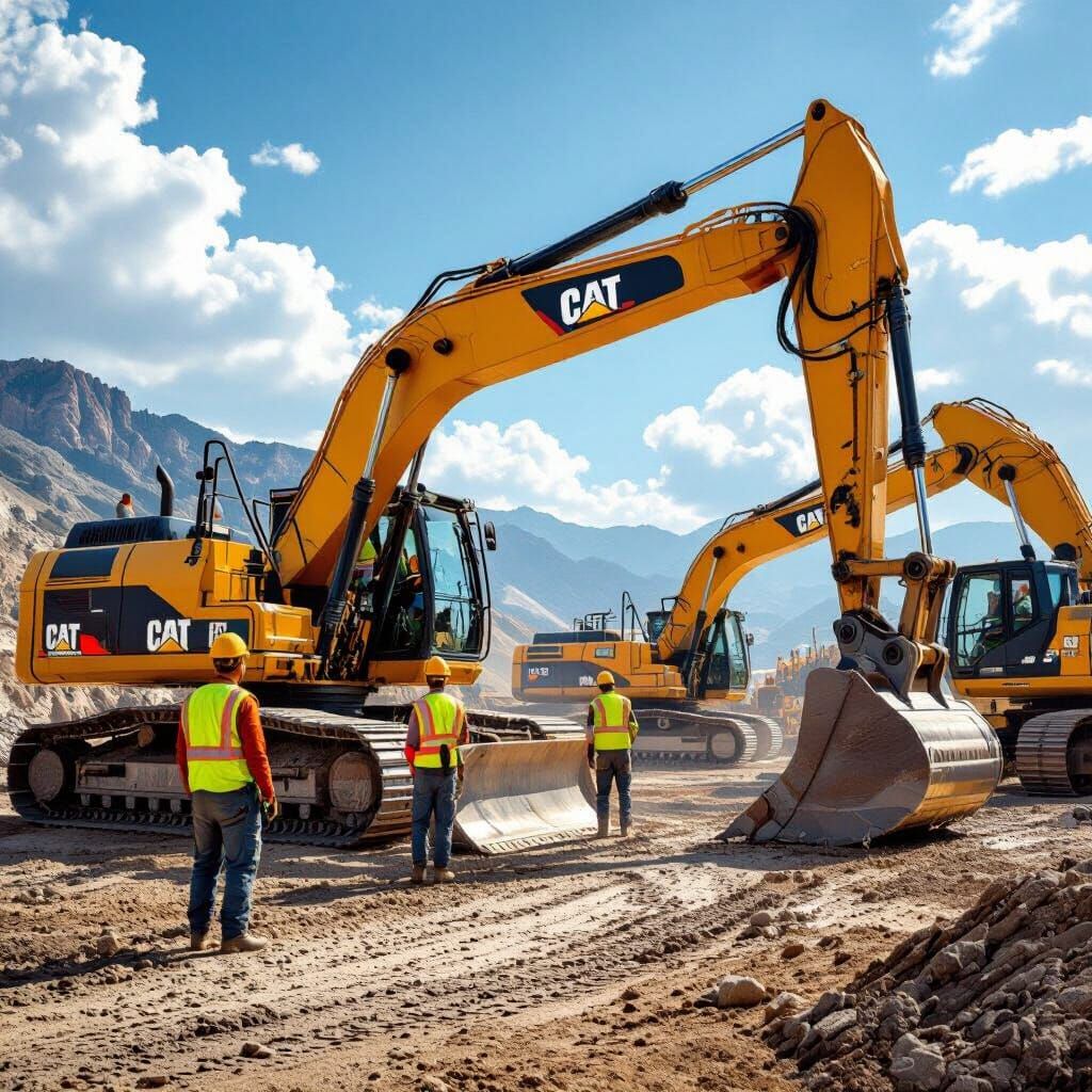 Caterpillar Construction Site in Industrial Photography Styl...