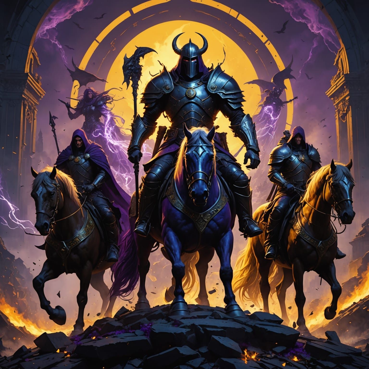 Apocalyptic Horsemen in Dark Fantasy Style