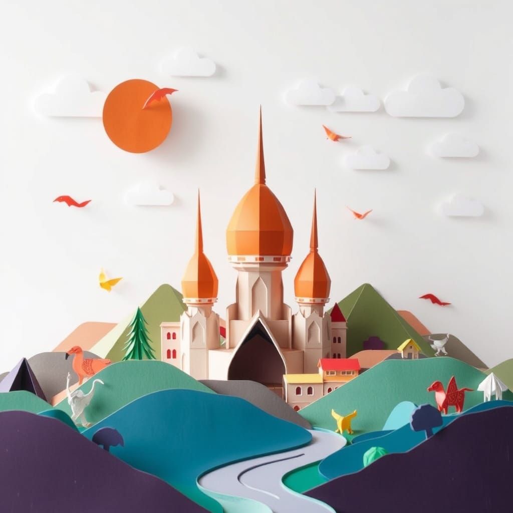 Multicolor Kirigami Bodyscape Paper Art