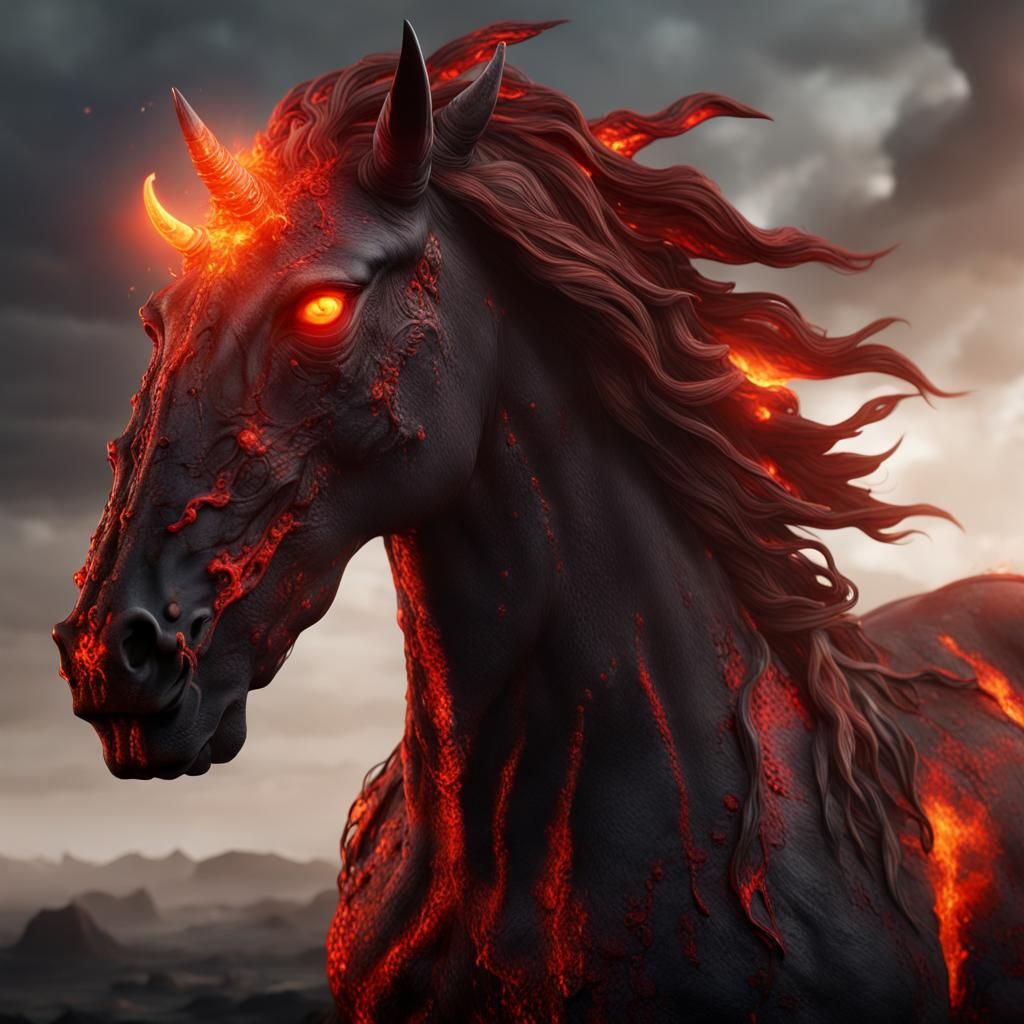 Demonic Lava Horse Fantasy Concept Art