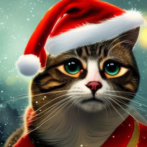 Festive Christmas Cat Fantasy Concept Art