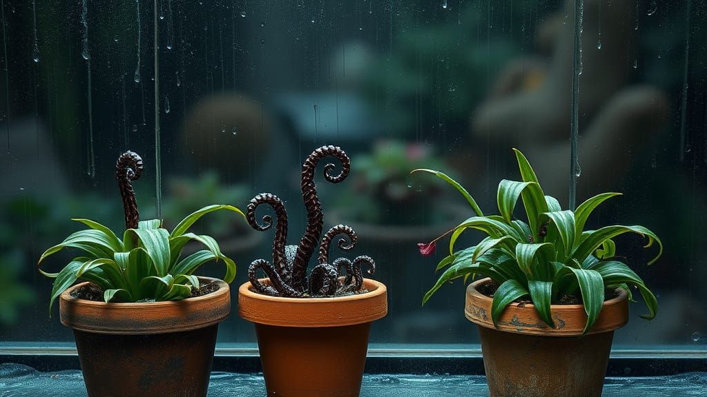 Rain-Streaked Glass Reveals Venomous Tentacula and Mandrakes