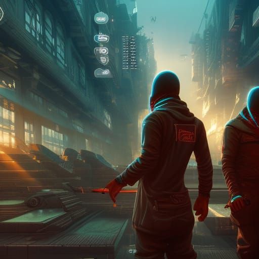 Computer Hackers in Detailed Fantasy Concept Art