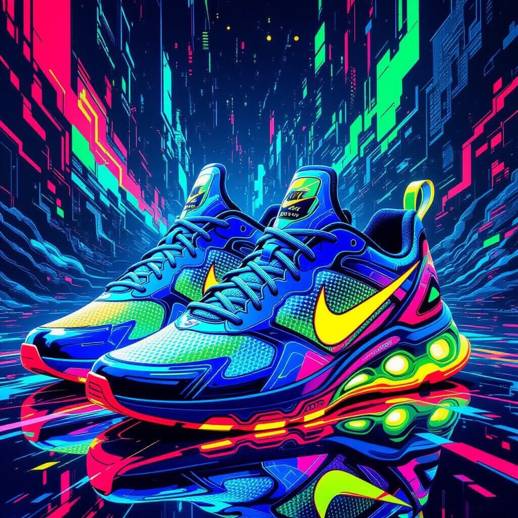 Vibrant Nike Shoes Radiating Glowing Hues