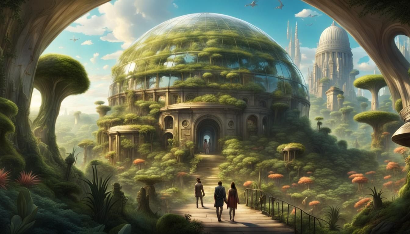 Lush Domed City Amidst Barren Wasteland