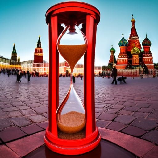 Hourglass of Blood in Red Square: Hyperrealistic Photography