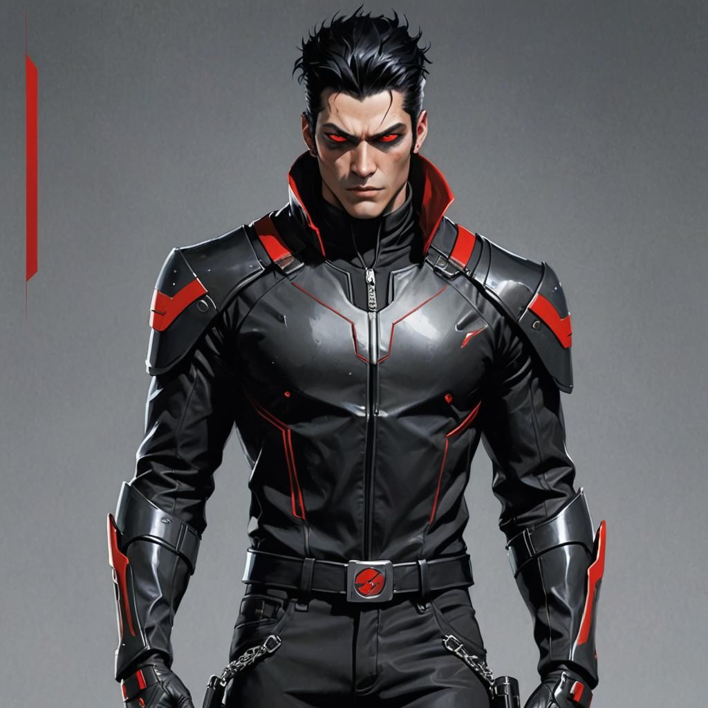 Edgy Anime Man with Piercing Red Eyes