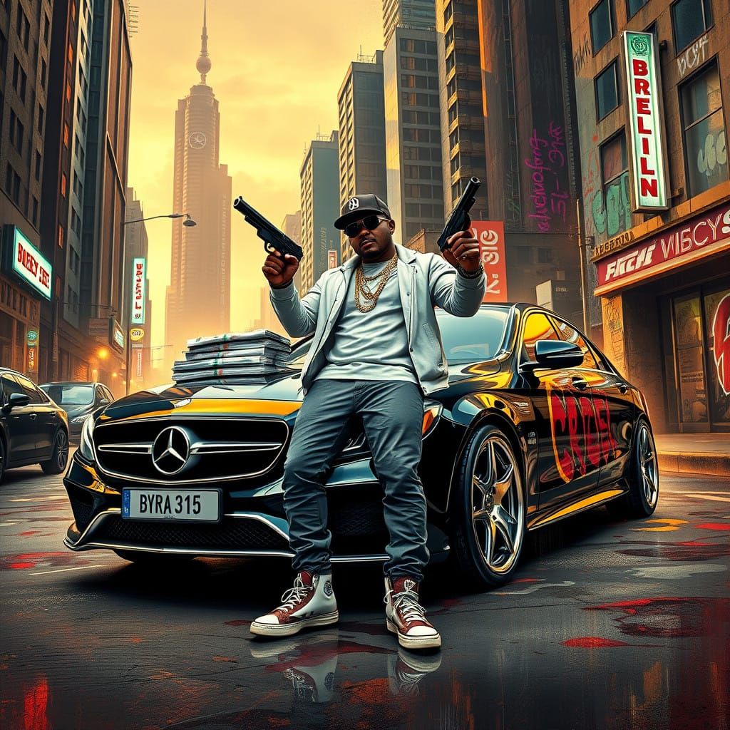 Gritty Urban Fantasy in Neon Berlin: White Rapper with Merce...