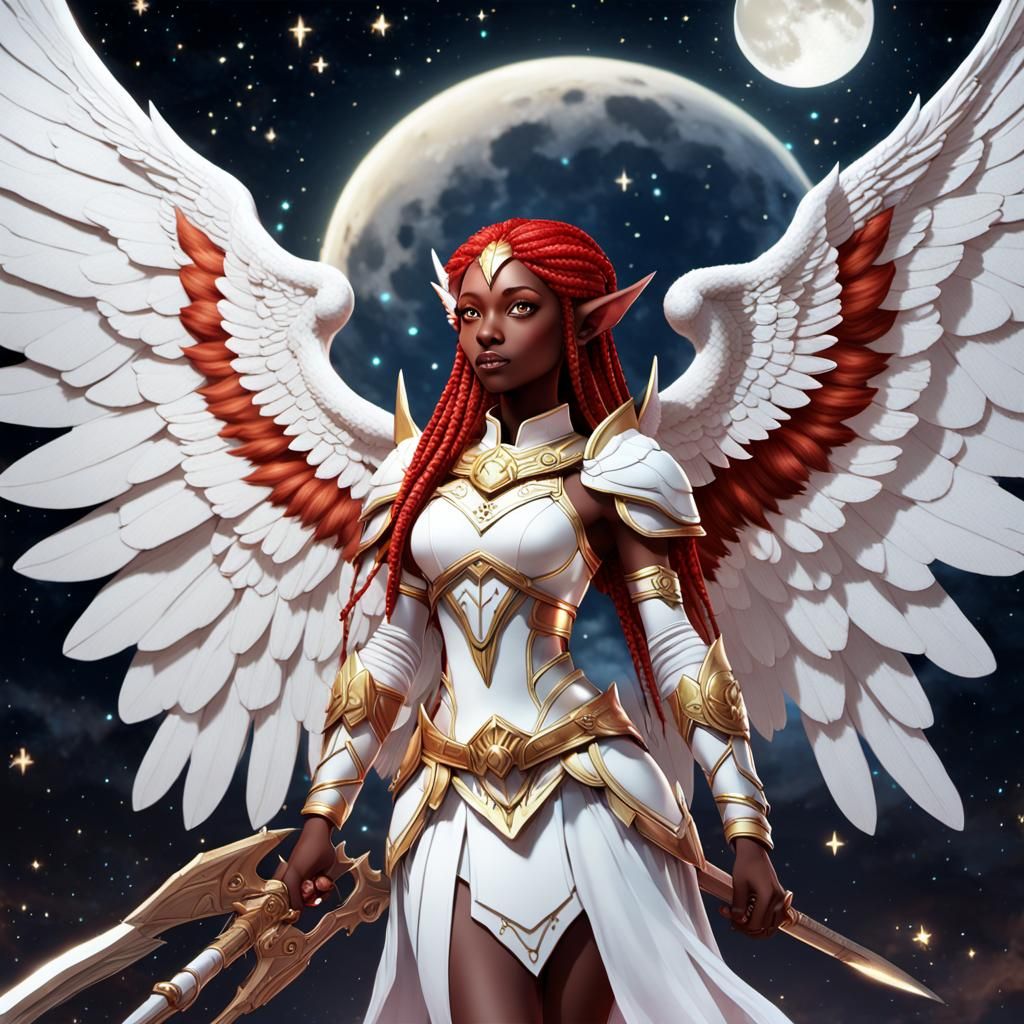 Nubian Elf Warrior in Anime-Inspired 3D Fantasy Art