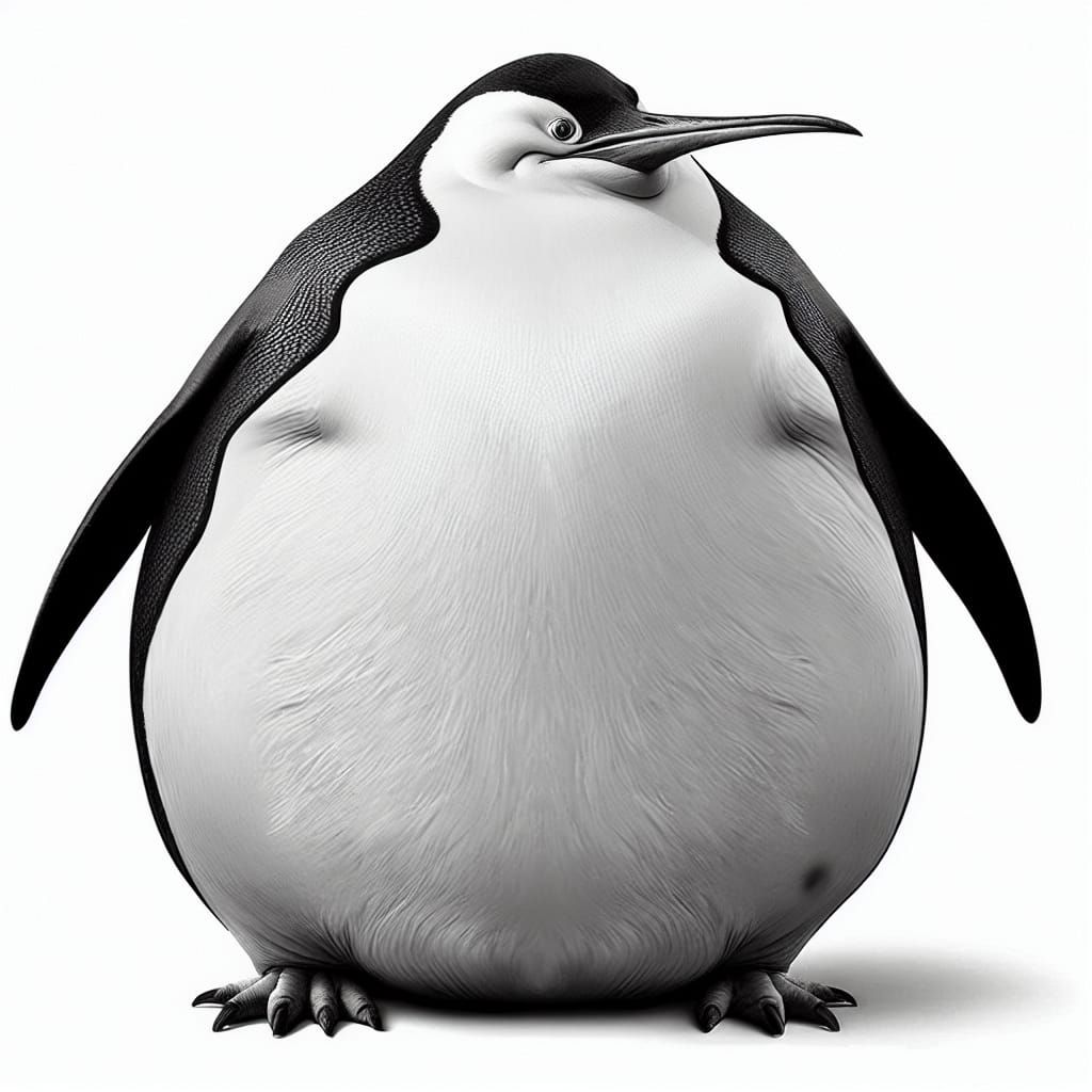 Comically Altered Penguin with Disproportionate Features